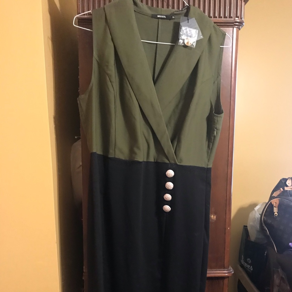 Olive green/black color block Dress.